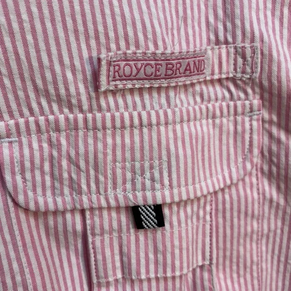 Royce Brand Pink & White Seersucker Long-Sleeve Ventilated Shirt, Size Large - Picture 4 of 8